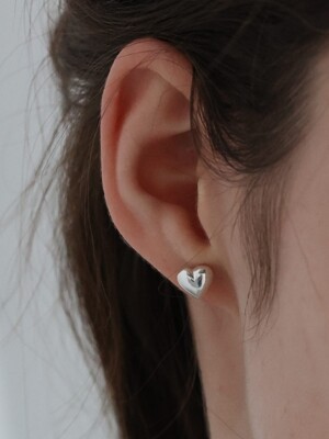 [Silver 925] Plump Heart Earrings SE227 - Silver