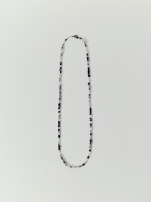 quartz long necklace (black mix)