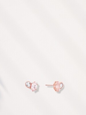 PS153 Rose Quartz & CZ Silver925 Earrings