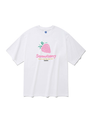 20수 핑크 스트로우베리 반팔 티셔츠 화이트