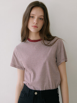 Multi Stripe T-shirt - Burgundy