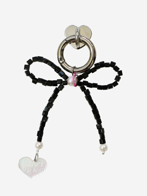 [키링앤톡]Black Ribbon Beads Keyirng&Tok