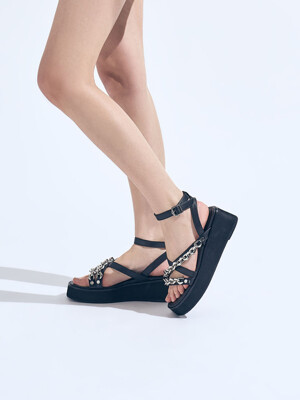 MARS PLATFORM CHAIN SANDALS in REGULAR BLACK