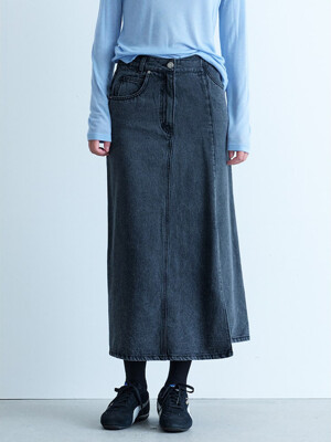 Unbalance Denim Long Skirt  Ash (KE4827M524)