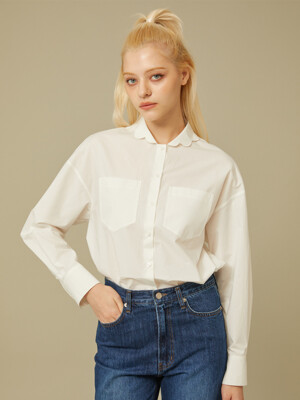 SCALLOP COLLAR SHIRT_WHITE