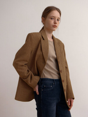 Classic Herringbone wool jacket (Camel)