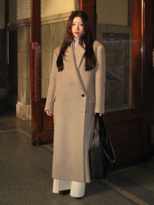 LONDON Cashmere Double Oversized Tailored Coat_Oatmeal