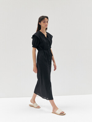 RTR COLLAR V-NECK DRESS _2COLORS