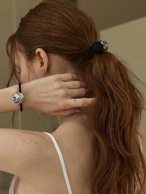 Leather rose hair tie, Chloe_3 colors