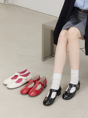Glan  글랜 스퀘어토 T스트랩 로퍼 플랫슈즈_F426_3colors_2.5cm