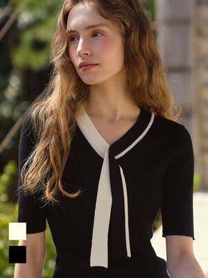 CLASSIC TWO-TONE V-NECK SLIM KNIT (2COLOR)
