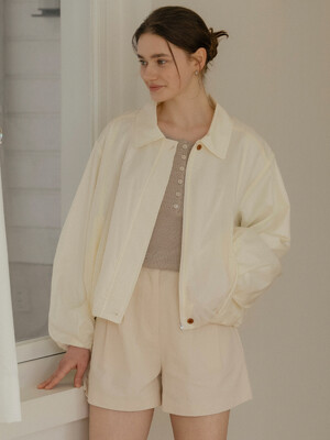 Airy cotton pocket nylon jumper_Cream