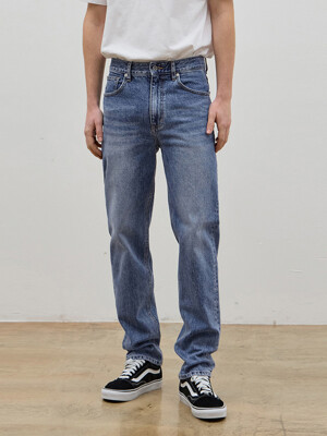 DENIM CRACK WASHING PANTS M BLUE C5