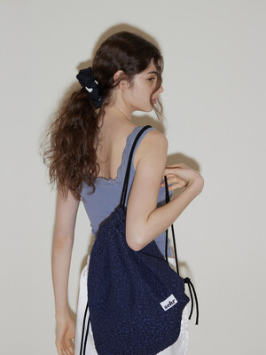 Wrinkle Leopard String Bag (Navy)
