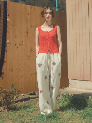 Garden Blossom Embroidered Pants [2 COLOR]