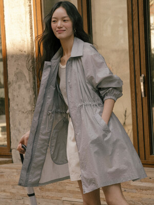 Shirring string nylon coat TISU01CT01_Gray