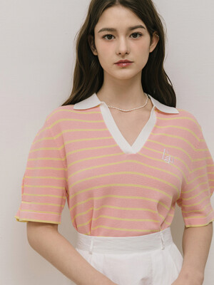 [리퍼브] Lautre Pink Stripe knit