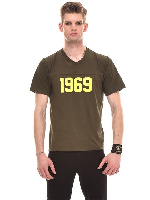 1969-Print Cotton-Jersey T-Shirt (KHAKI)