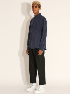 Low Pocket Loose Fit Shirts_Navy