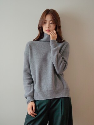 Cashmere Blend Turtleneck - GRAY