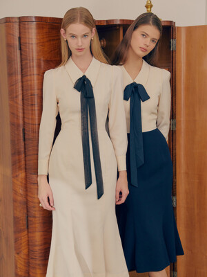 EMMA Classic collar detail with Semi mermaid dress (3color)