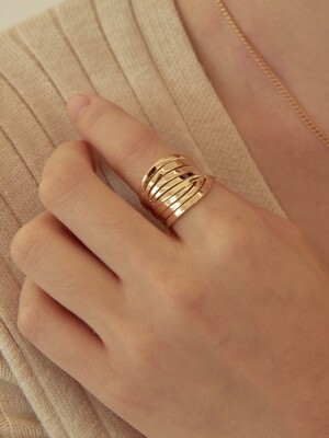 silver925 rough line ring-gold