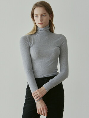 SOFT SLIM TURTLENECK TEE_GRAY