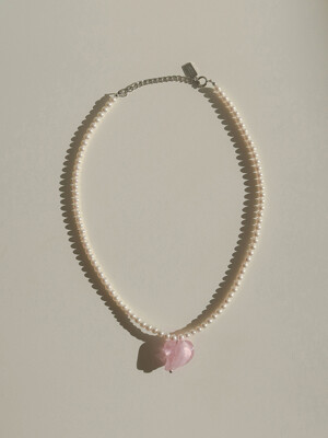 love long pearl necklace - pink