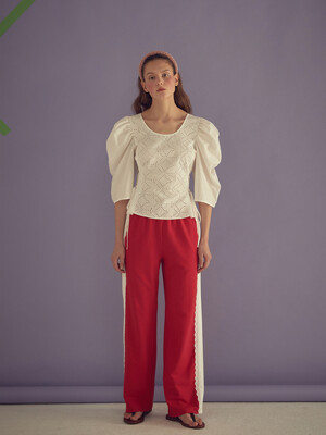 BIG PUFF COTTON BLOUSE - WHITE