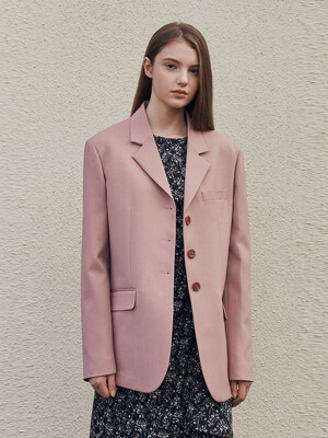 Over fit single jacket - pink