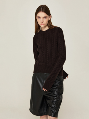 Cable Pullover Knit (BROWN)