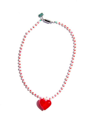 RED HEART BEADS PERAL NECKLACE #73