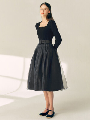 CHARMANT Tull skirt (Black)