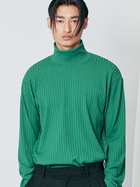 니트,니트 - 에스에스와이 (S SY) - harris silky turtle neck long sleeve green