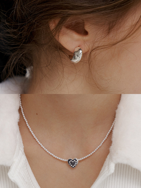 주얼리 - 딥브로우 (DEEPBROW) - [2 SET] love deep cupid necklace + love deep earring