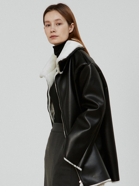 아우터,아우터,아우터 - 아무르 무아르 (Amour moier) - amr1514 fur leather jacket (black)
