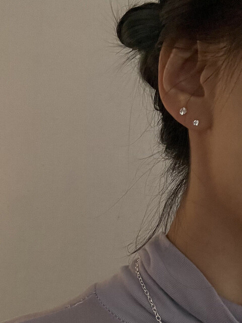 주얼리 - 모스크스 (mosxe) - [925silver] Basic stone earring (2size)