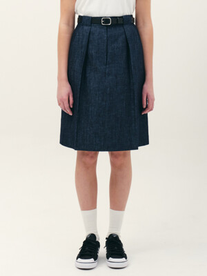 two-tuck skirt_indigo