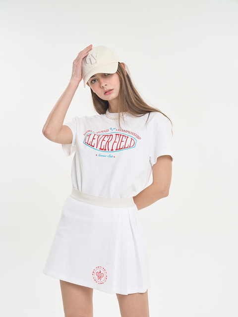 티셔츠,골프,애슬레저,애슬레저,스포츠웨어 - 클레버 필드 (CLEVER FIELD) - Signature Emblem Cropped T-Shirt (Off White)
