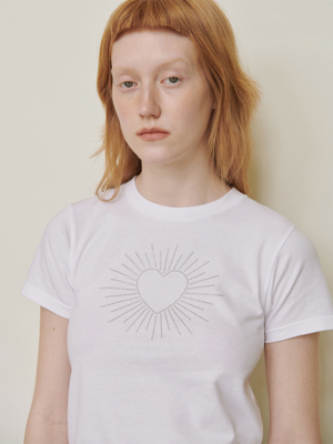 LOVE THAT SHINES T-SHIRTS - WHITE 핫픽스 크롭 티셔츠