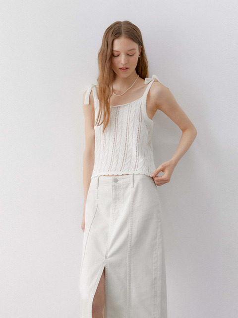 스커트,데님 - 워머스트치엘로 (W.CIELO) - front slit long skirt ivory