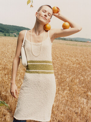 Tail Yarn Knit Slip Dress / Coconut
