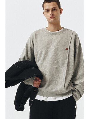 UNISEX DUNST LOGO CREASE SWEATSHIRT MELANGE GREY_M_UDTS3C103G2