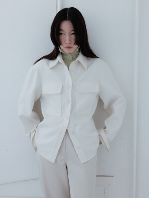 Two-Pocket line Shirt_Ivory