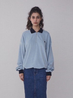 RR VELVET HALF ZIP-UP - BLUE