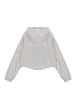 MATIN CROP HOODY COATING JUMPER IN GREY