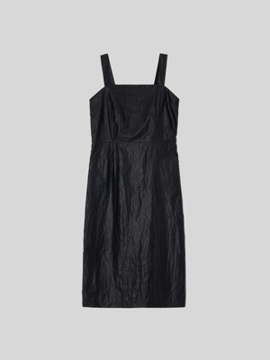GLOSSY H-LINE DRESS [BLACK]