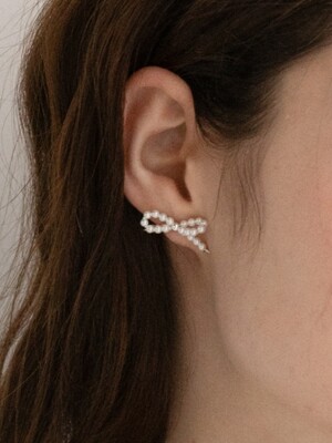 [Silver 925] Ribbon Pearl Earrings SE230