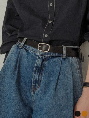 Italian leather modern square buckle belt[2color]