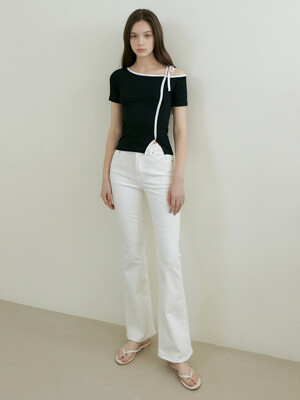 DRAW SLIM DENIM PANTS WHITE